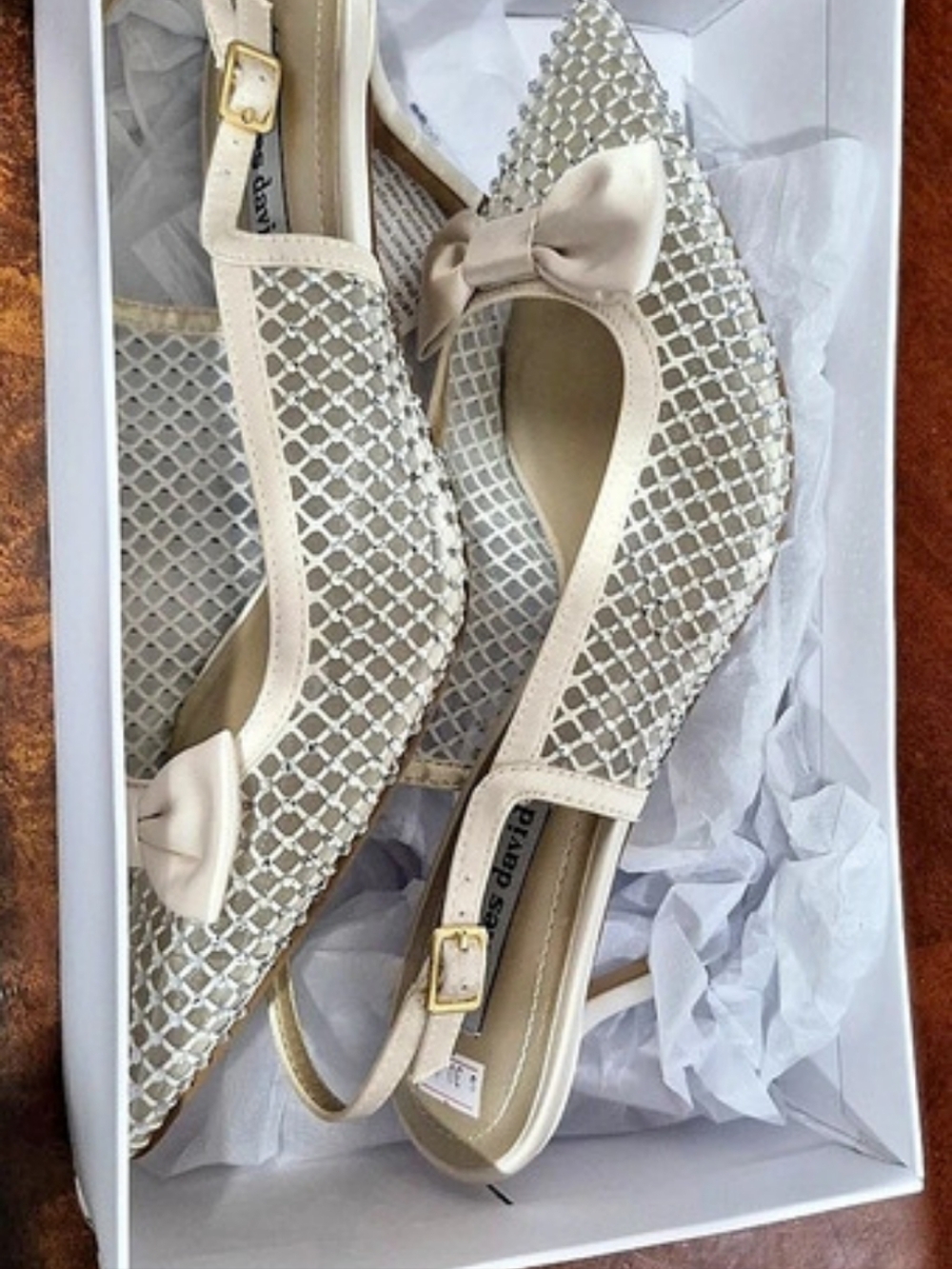 Charles David Annisette Silver Mesh Bow Heels